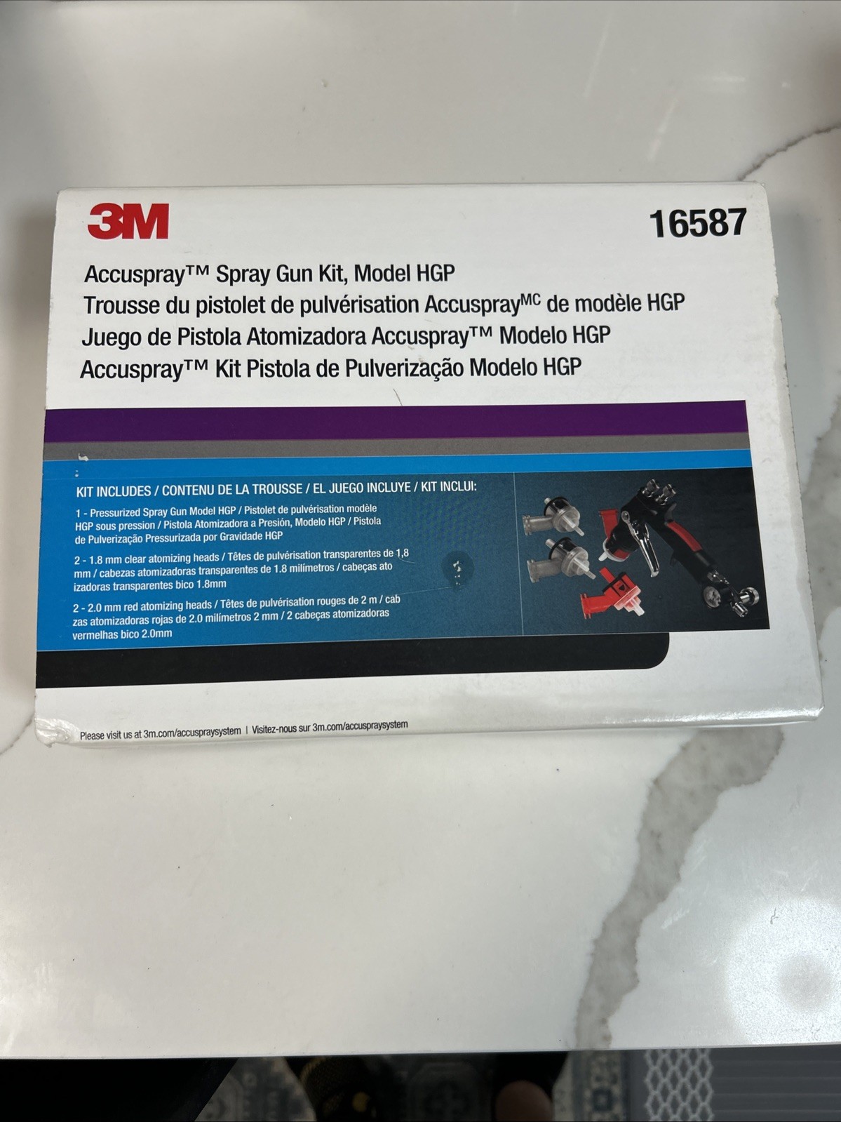 3M 16587 Accuspray HGP Spray Gun Kit with 1.8 mm 2.0 mm Heads & Air Valve 3M 16587 Accuspray HGP Spray Gun Kit with 1.8 mm 2.0 mm Heads & Air Valve