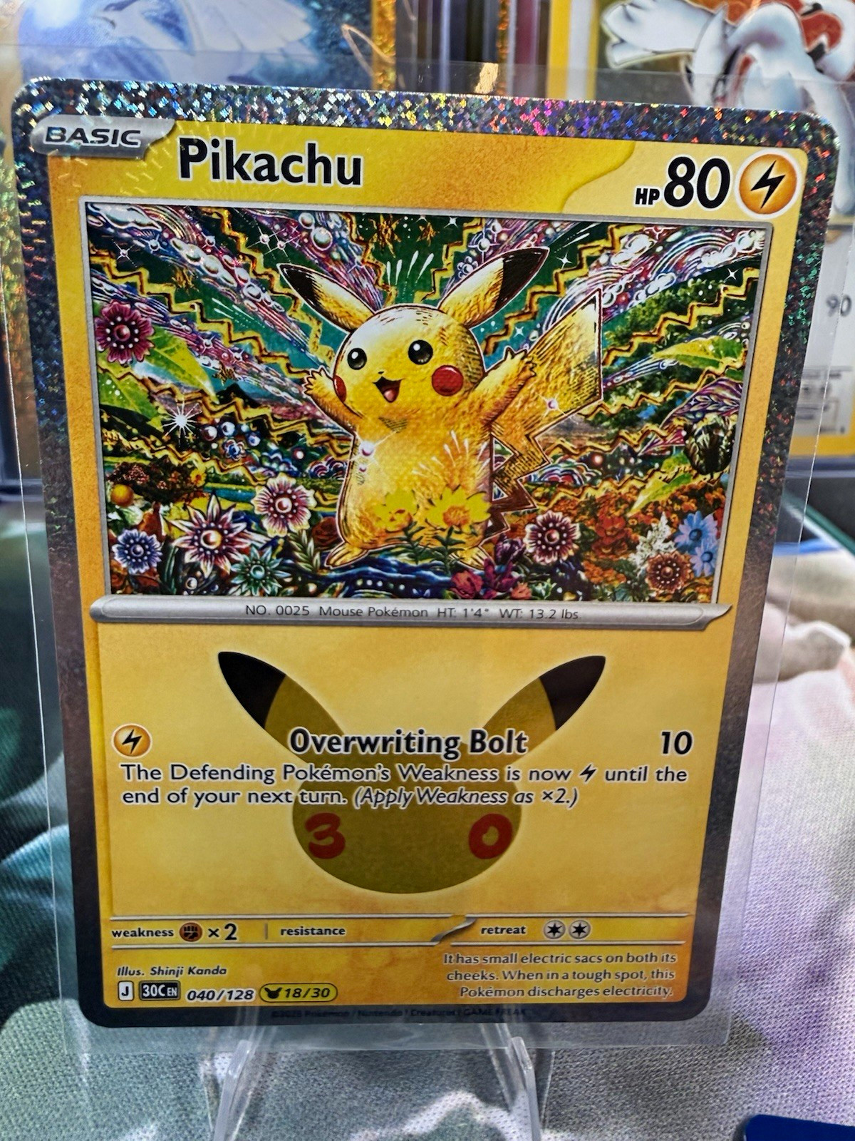 The Pokémon Company Pikachu 040/128 (18/30) 30th Celebration Holo 80 HP The Pokémon Company Pikachu 040/128 (18/30) 30th Celebration Holo 80 HP