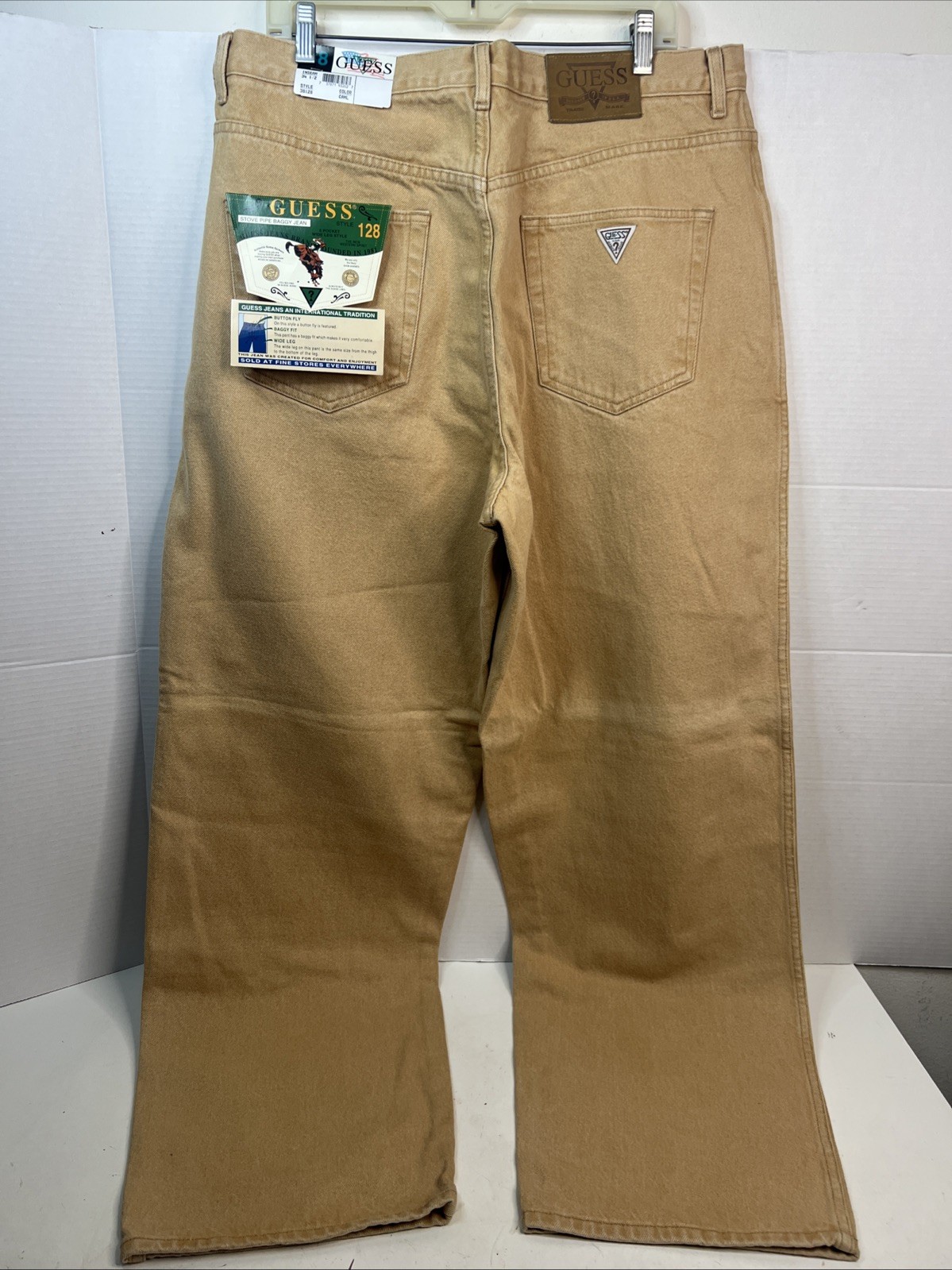 Vintage Guess Denim Jeans Mens 38X34 Brown Cotton Canvas Style 38128 Baggy Vintage Guess Denim Jeans Mens 38X34 Brown Cotton Canvas Style 38128 Baggy