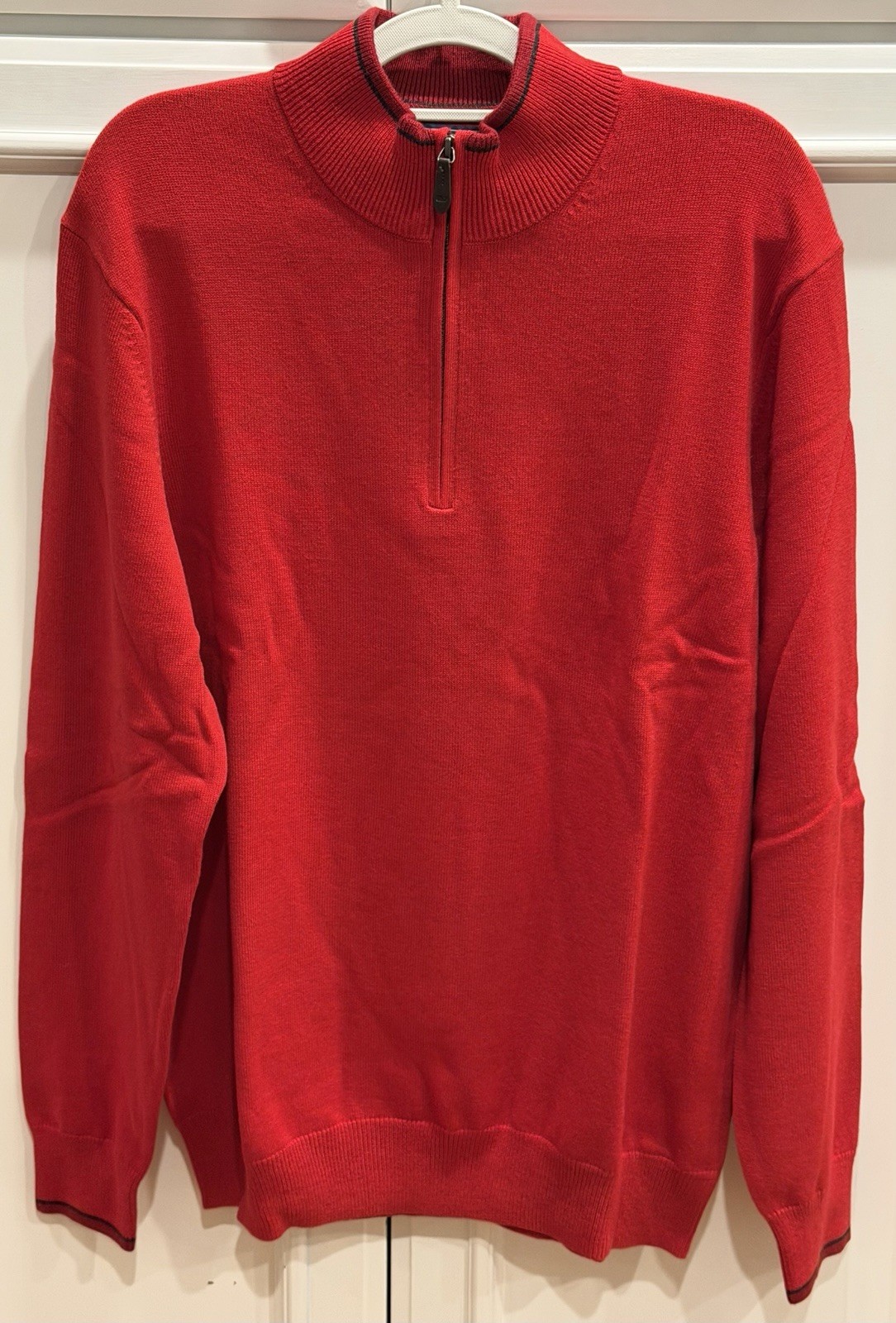 Men\'s Vineyard Vines Boathouse Tipping 1/4 Zip Sweater-L-Red-NWT Men\'s Vineyard Vines Boathouse Tipping 1/4 Zip Sweater-L-Red-NWT