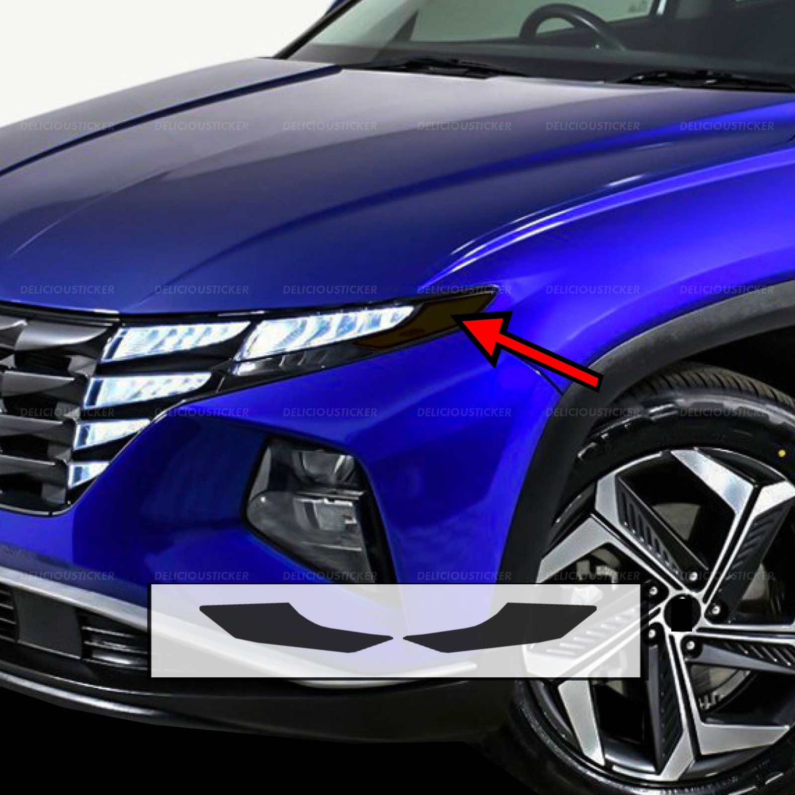 For 22-24 Hyundai Tucson Side Marker Headlight Decal Smoke Tint Overlay Vinyl