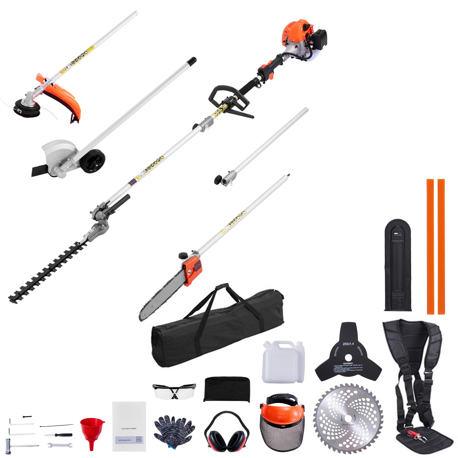 Uimoso 6-in-1 Gas Hedge Trimmer, 26cc 2-Cycle Handheld Garden Tool