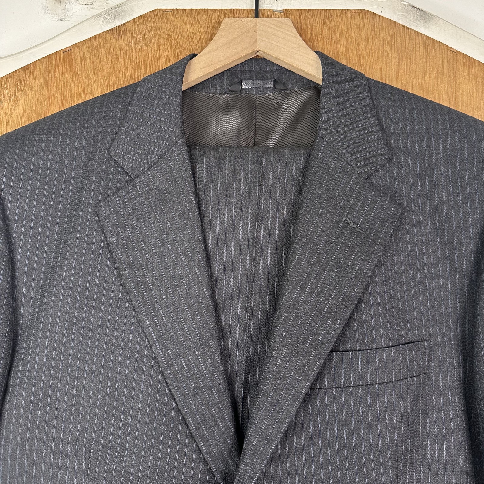 VTG Gianni Manzoni Suit Mens 40R Gray Pinstripe 2 Button Reda Super 100s Wool VTG Gianni Manzoni Suit Mens 40R Gray Pinstripe 2 Button Reda Super 100s Wool