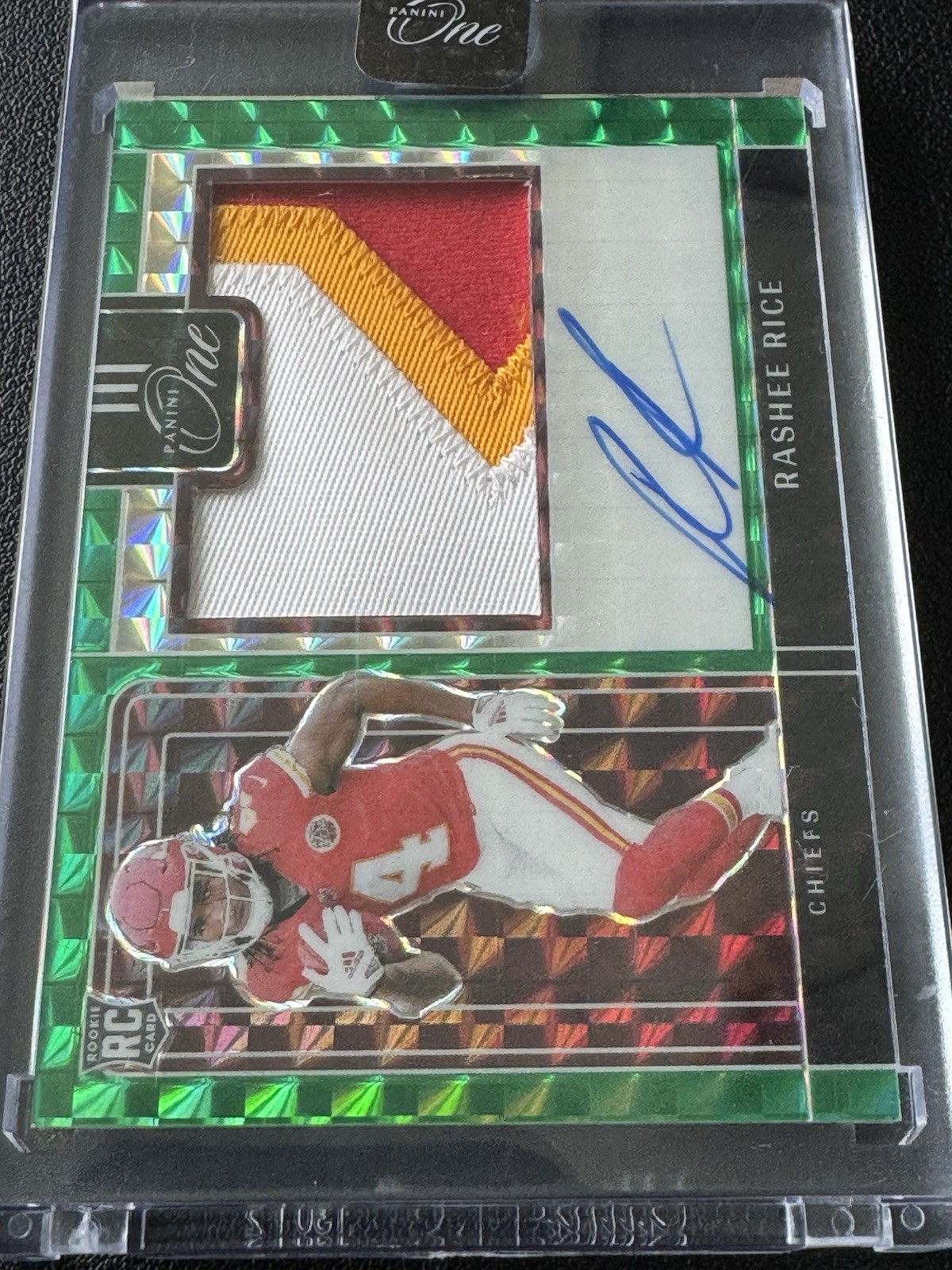 RASHEE RICE ROOKIE RPA PRECISION GREEN PRIZM /49 2023 PANINI ONE AU RC MEM