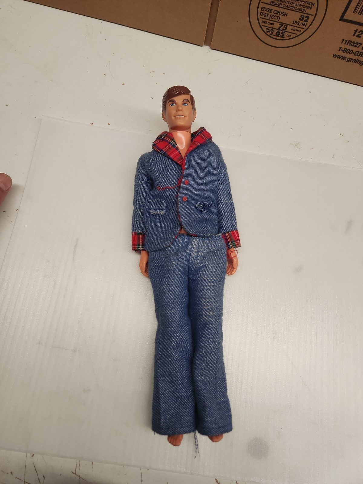 Vintage Barbie Ken 12in Doll 1968 Mattel Denim Outfit Brown Hair Blue Eyes Nice Vintage Barbie Ken 12in Doll 1968 Mattel Denim Outfit Brown Hair Blue Eyes Nice