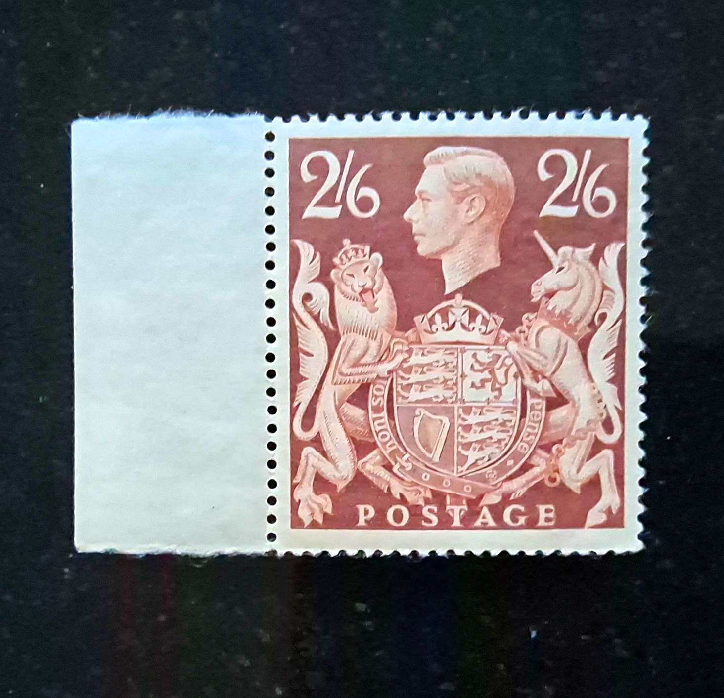 GB, GV1 2/6 Brown Arms High Value Stamp Mint with margin . GB, GV1 2/6 Brown Arms High Value Stamp Mint with margin .