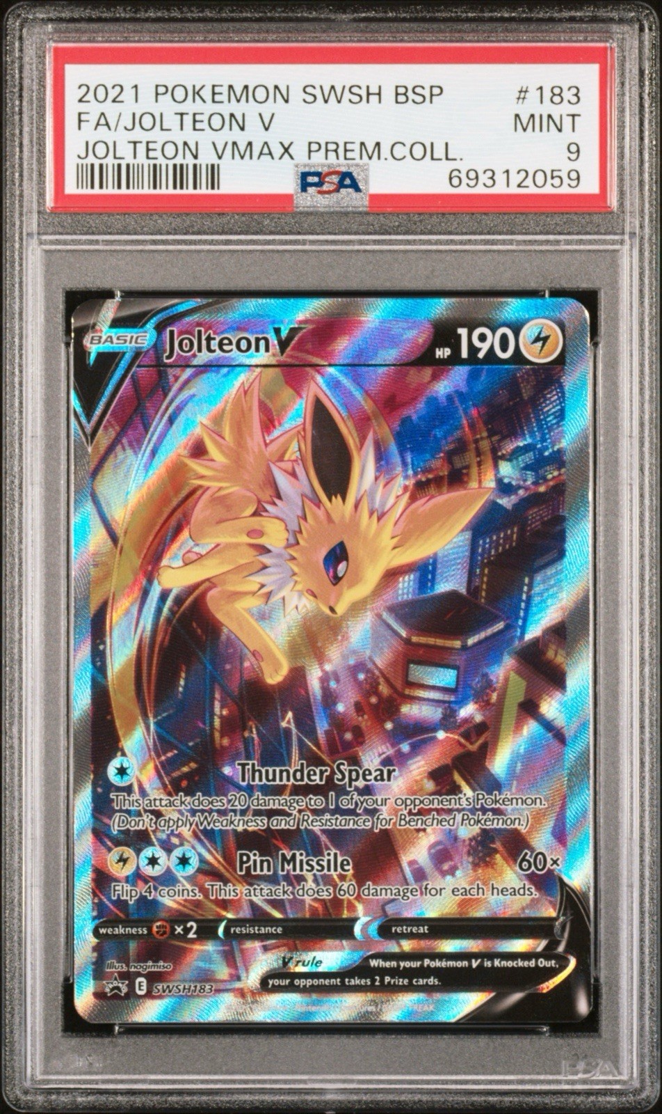 2021 Pokemon Jolteon V SWSH183 Full Art Black Star Promo PSA 9 MINT