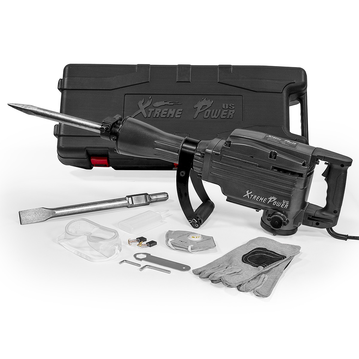 XtremepowerUS 2200W Electric Demolition Jack Hammer With Point & Chisel Bits Set