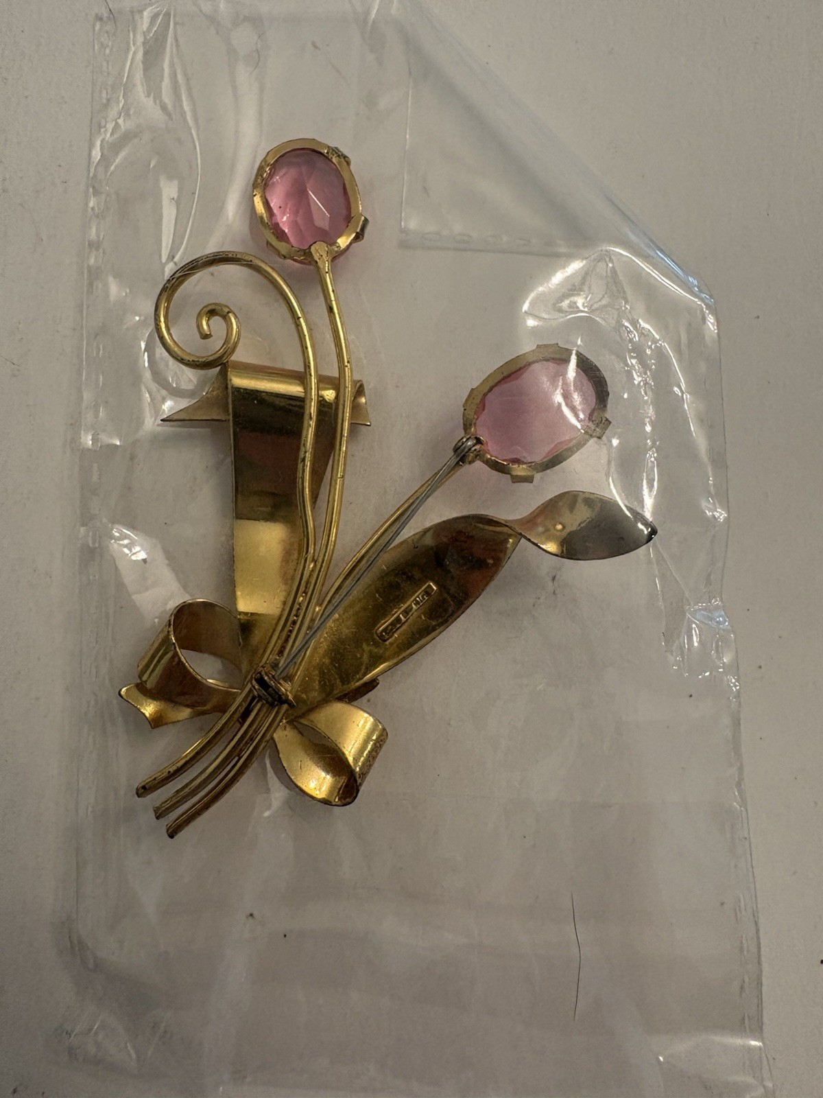 Vtg 1940s Coro Craft Sterling Silver Vermeil Pink Tulip Brooch In Orig Packaging Vtg 1940s Coro Craft Sterling Silver Vermeil Pink Tulip Brooch In Orig Packaging