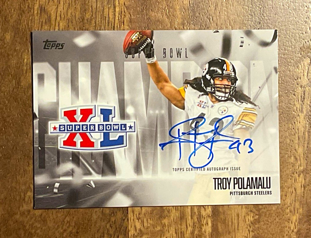 Topps 2026 Flagship Football Troy Polamalu Auto Super Bowl Signature #SBCS-TP Topps 2026 Flagship Football Troy Polamalu Auto Super Bowl Signature #SBCS-TP