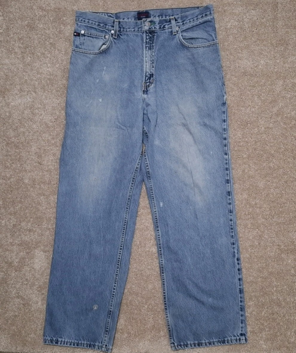 Tommy Hilfiger Tommy Jeans Mens 38x34 Light Wash Wide Leg Vintage Denim Tommy Hilfiger Tommy Jeans Mens 38x34 Light Wash Wide Leg Vintage Denim