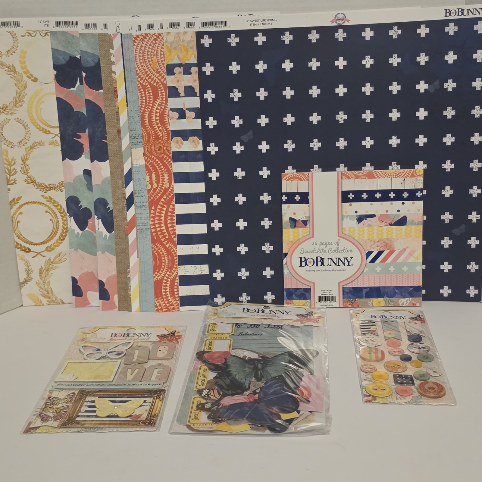 Bo Bunny SWEET LIFE 12x12 Scrapbook Paper, Stickers & Embellishments