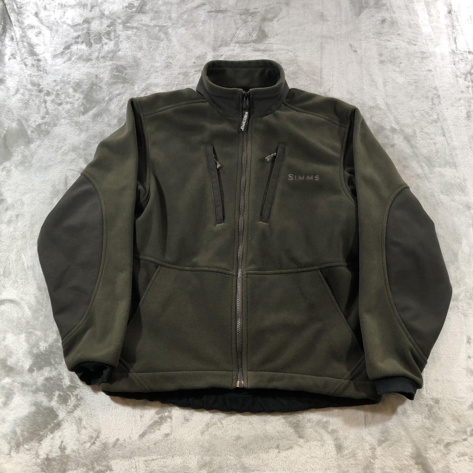 Simms Windstopper Jacket Mens Small Green Fleece Full Zip Fishing Outerwear