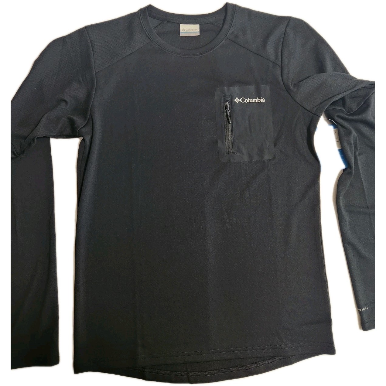 Columbia Tech Knit Long Sleeve Crew Shirt Men\'s Small, Black - New.