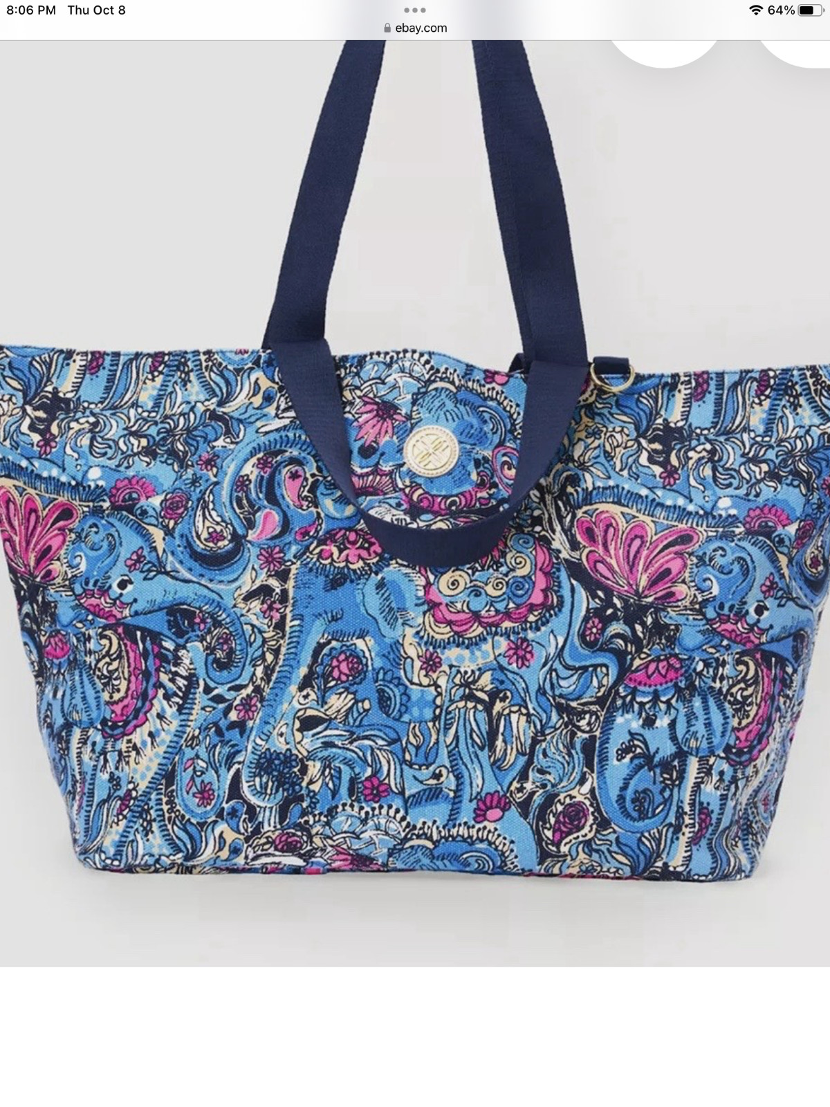 Lilly Pulitzer Large Canvas Tote Bag-pattern Paisley Parade BRAND NEW w/ tags
