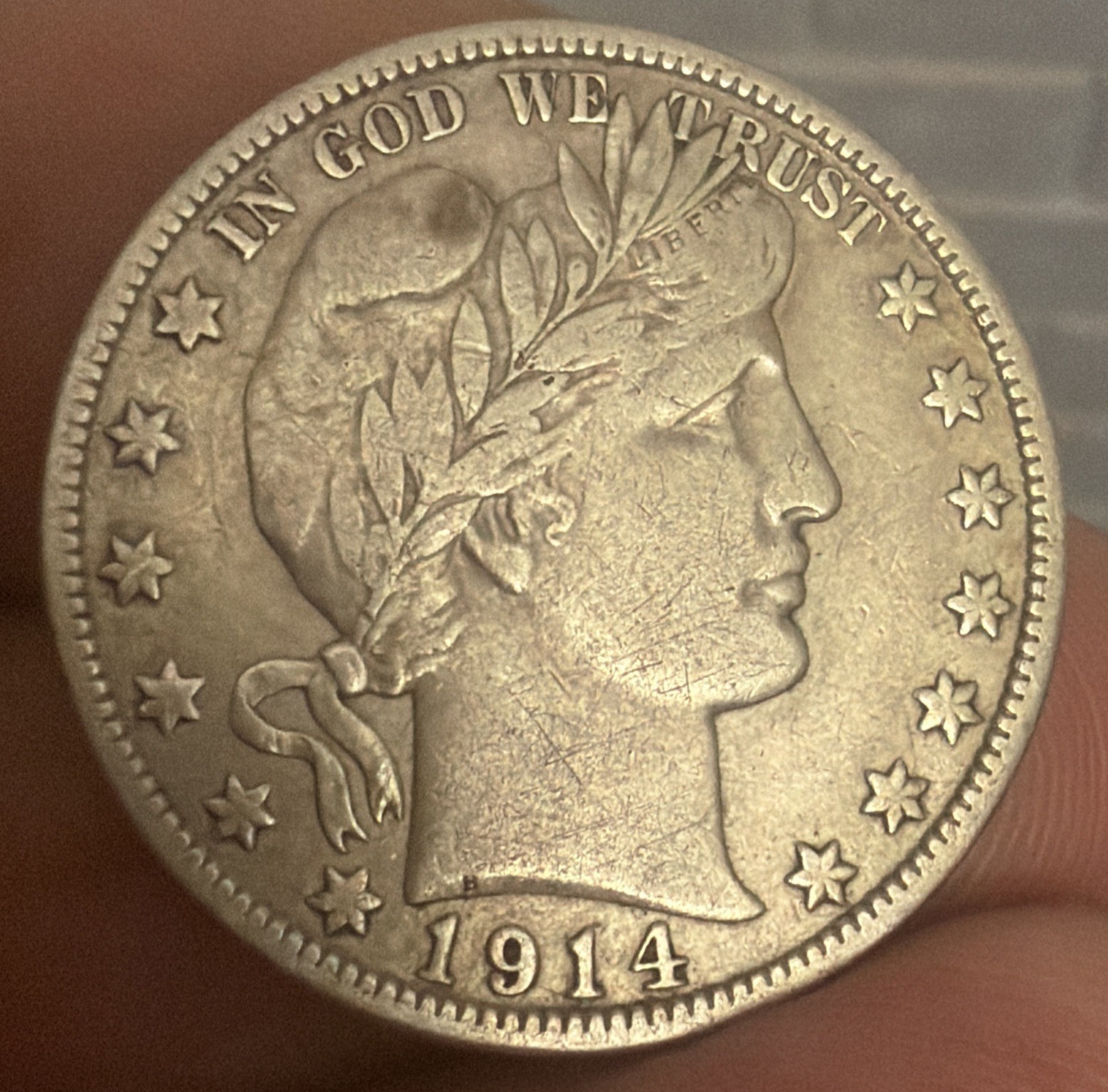 1914-S BARBER HALF DOLLAR - BETTER DATE  - VF