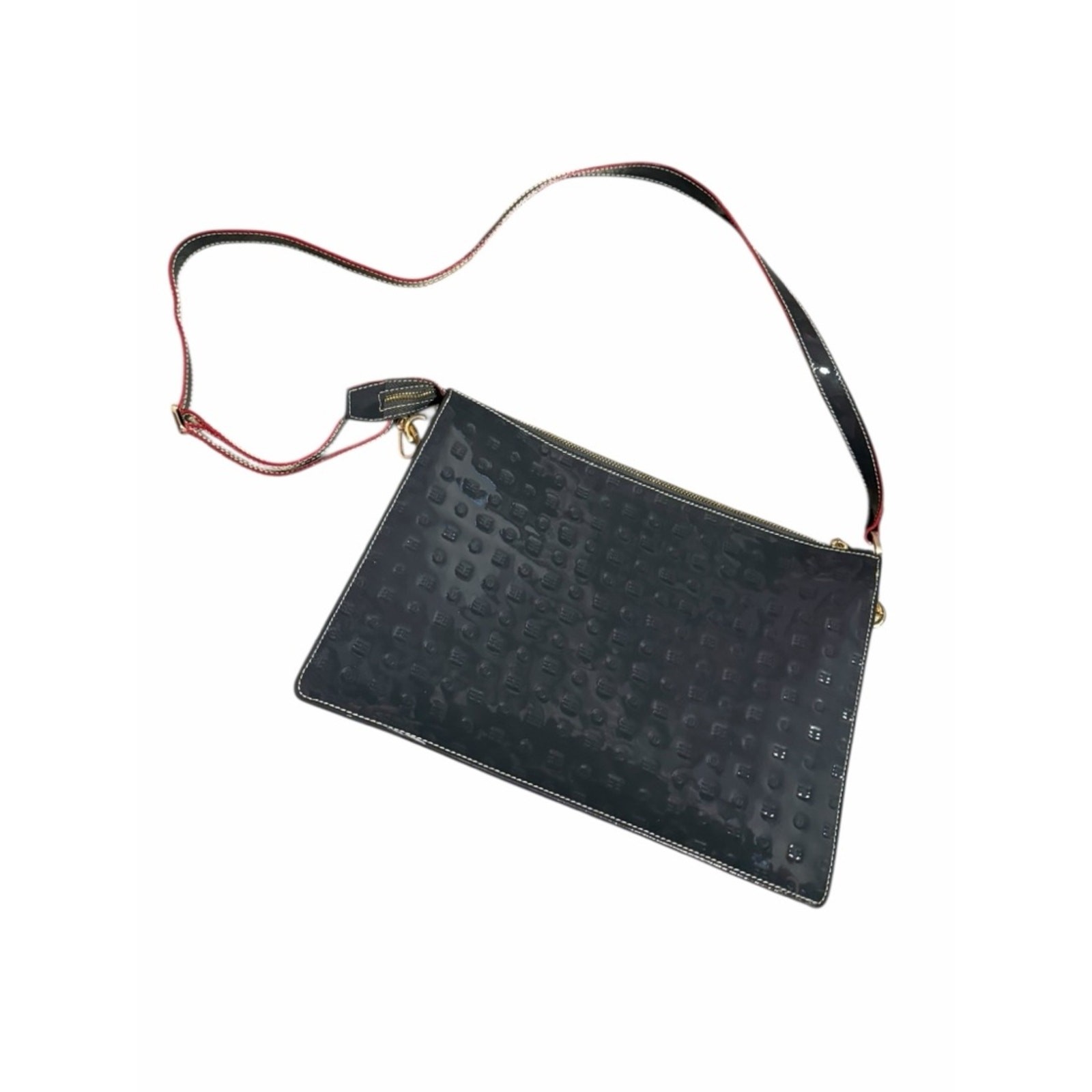Arcadia Embossed Patent Leather Black Crossbody Bag
