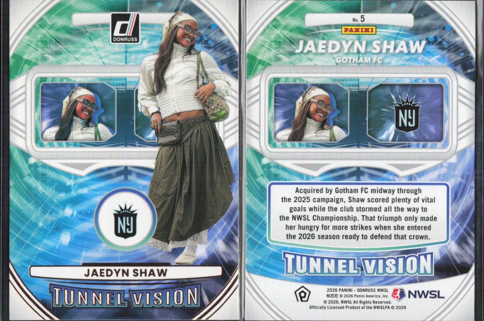 2026 Panini Donruss NWSL Soccer Tunnel Vision #5 Jaedyn Shaw Gotham FC