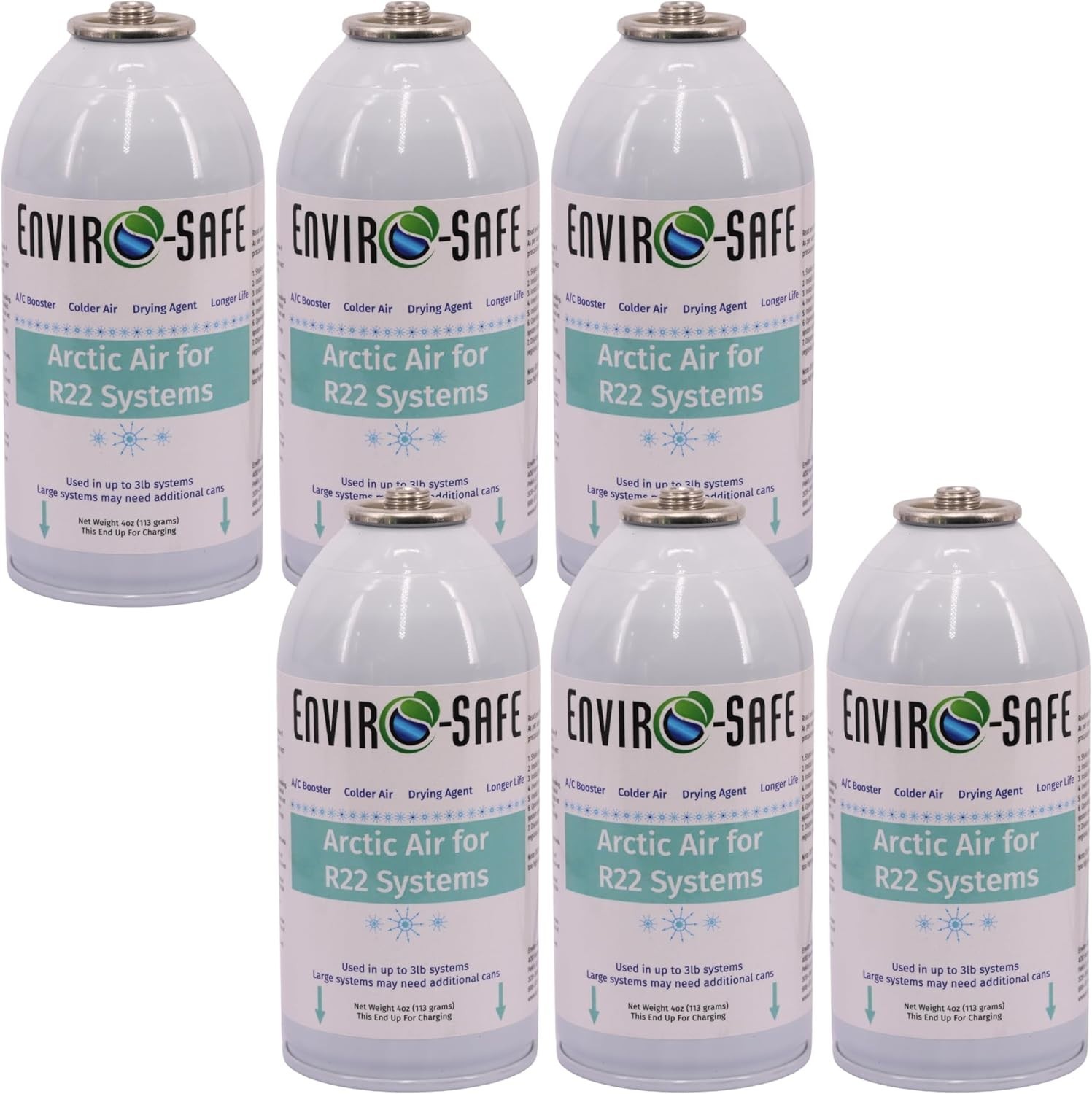 ENVIRO-SAFE Arctic Air for R22 Home Systems, Piercing Style Top, (6 Cans) ENVIRO-SAFE Arctic Air for R22 Home Systems, Piercing Style Top, (6 Cans)