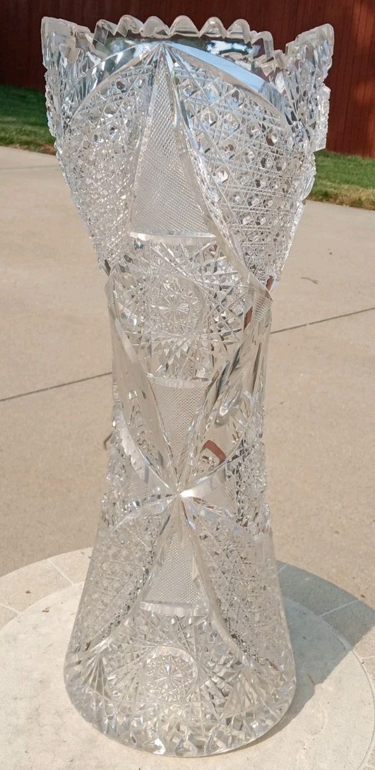 Antique Victorian brilliant cut glass HUGE 16\ Antique Victorian brilliant cut glass HUGE 16\