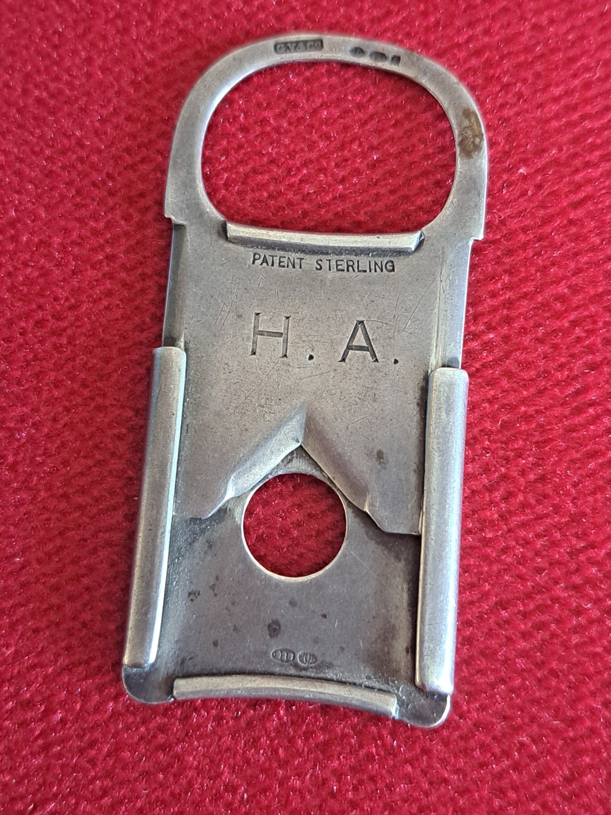 Antique 1920 Sterling Silver Cigar Cutter Gourdel Vales & Co V-Cut Pocket Tobacc