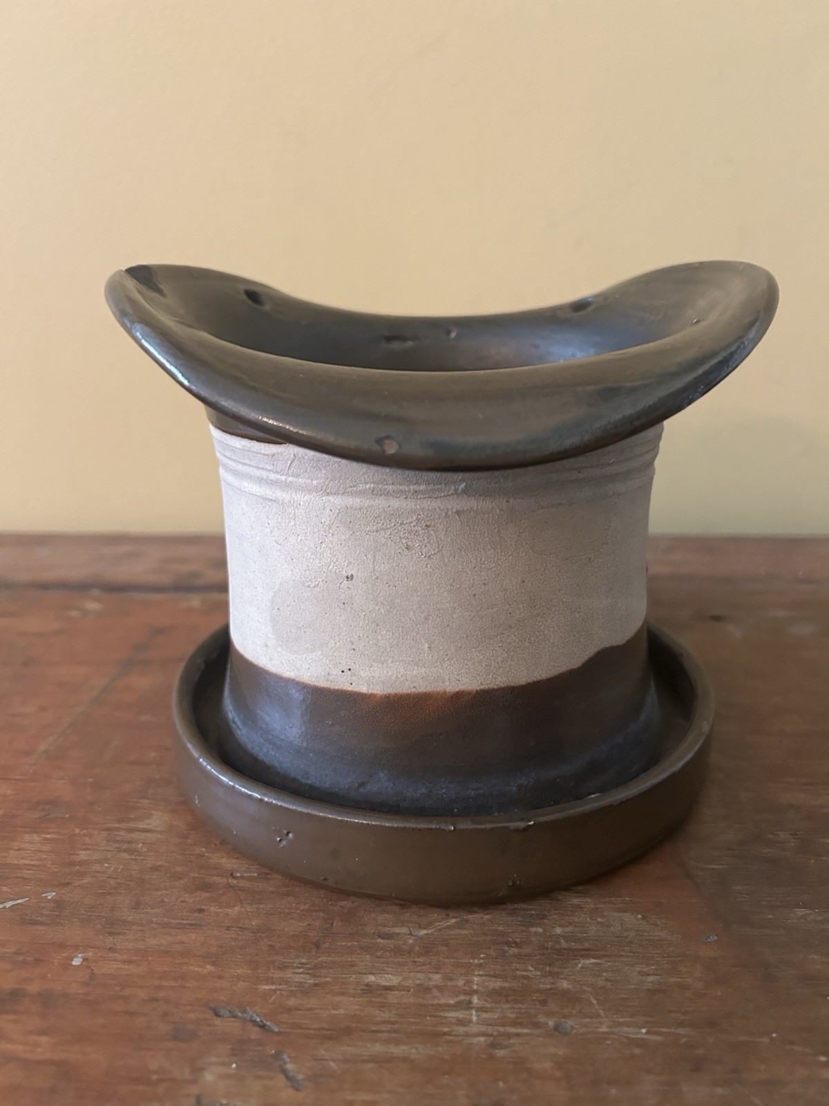 Antique 19th Century Tanware “Top Hat” Stoneware Hanging Flower Pot Antique 19th Century Tanware “Top Hat” Stoneware Hanging Flower Pot
