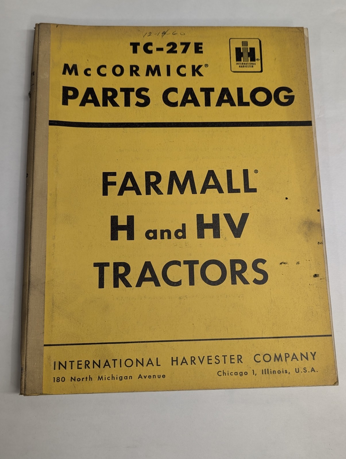 INTERNATIONAL IH PARTS LIST CATALOG MANUAL MCCORMICK H HV FARMALL TRACTOR TC-27E