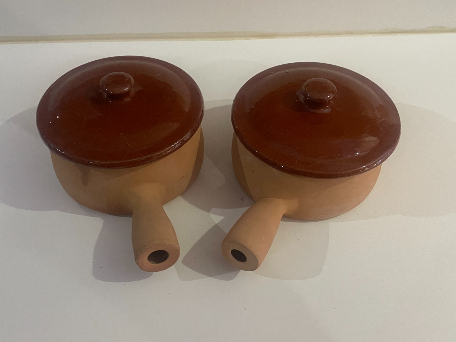 Vintage Aegitna Vallauris France Terracotta Lidded Cooking Pots/Poelon Casserole
