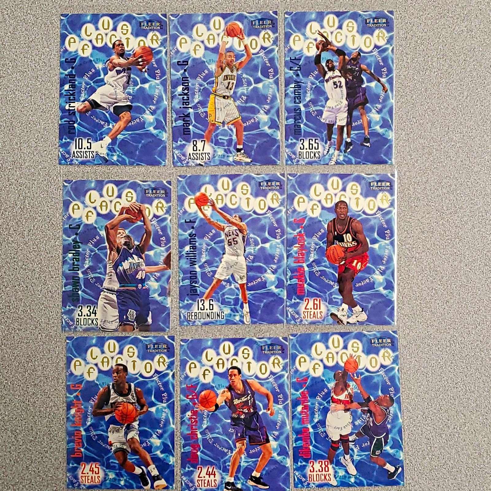 1998-99 Fleer Tradition Plus Factor Insert 9-Card Lot NBA Basketball 1998-99 Fleer Tradition Plus Factor Insert 9-Card Lot NBA Basketball