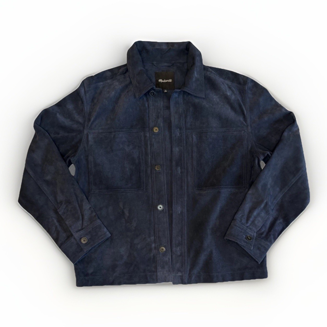 Madewell Men’s Suede Shirt Jacket in Navy Blue S Leather Shirt