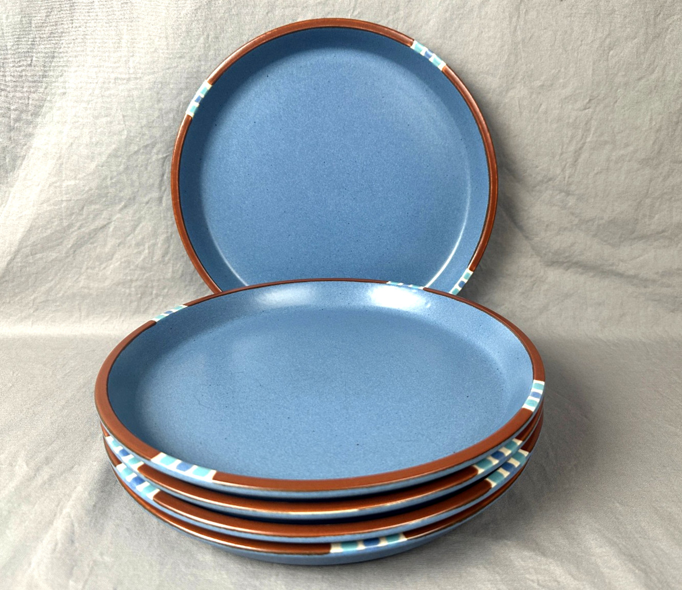 FIVE Dinner Plates Dansk MESA Sky Blue Pattern Made in Japan 10 5/8\ FIVE Dinner Plates Dansk MESA Sky Blue Pattern Made in Japan 10 5/8\