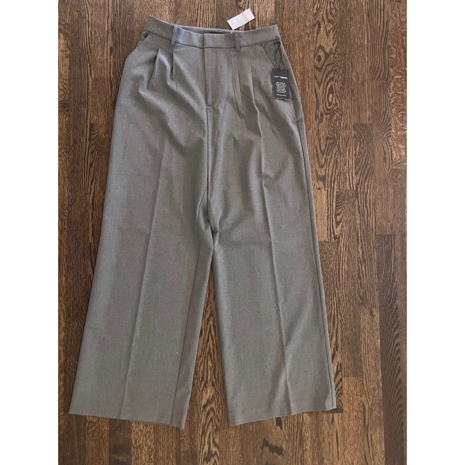 LOFT Versa Crepe Drape Palazzo Pants Gray Pleated Wide Leg NWT Size 6 Curvy