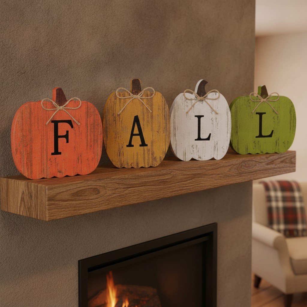 Quality 4-Piece Wooden Pumpkin Fall Decor Set – Perfect for Thanksgiving Charm