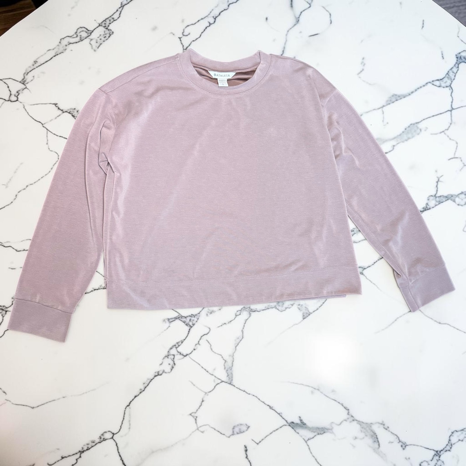 Athleta Womens Large Mauve Pink Long Sleeve Top Buttery Soft Relaxed Fit