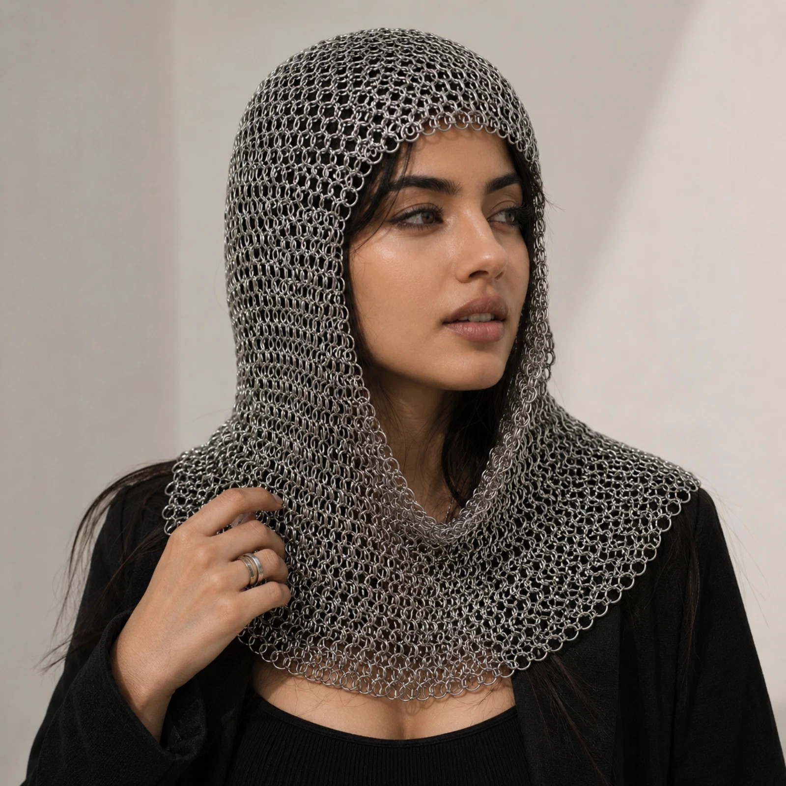 Medieval Chainmail Coif Hood Knight Armor LARP Cosplay Renaissance Costume