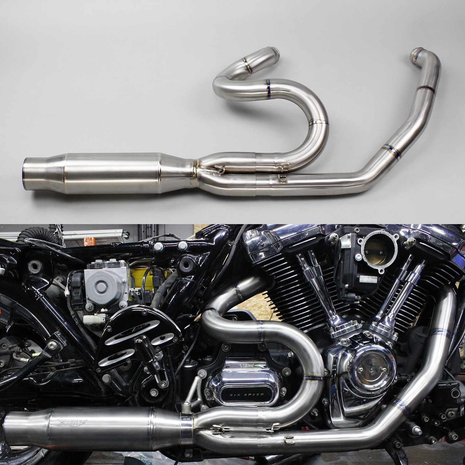 Handmade 2 in 1 Stainless Exhaust Pipe for Harley 2009-16 Touring Street Glide