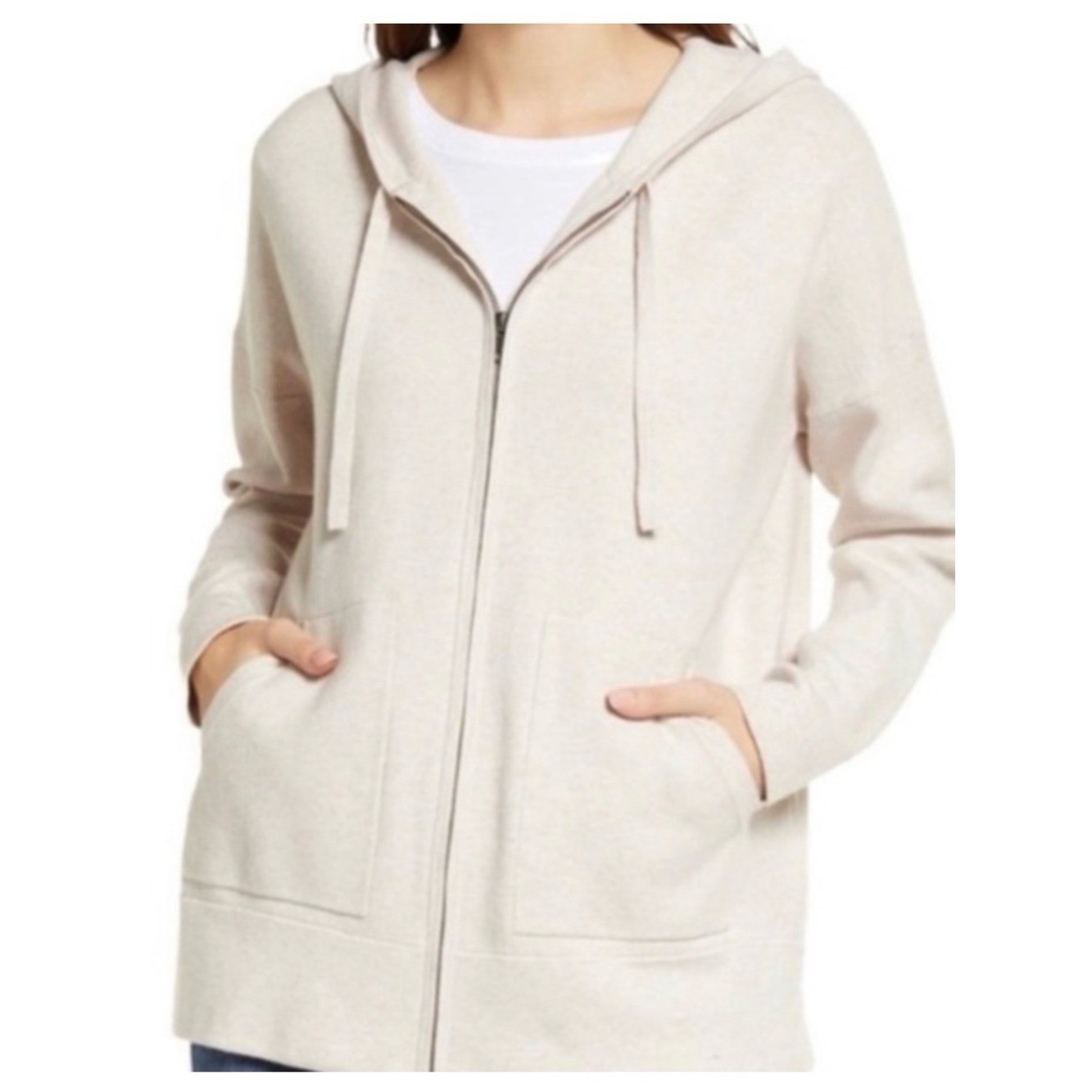 Madewell Cream Zip-Up Hooded Sweatshirt Madewell Cream Zip-Up Hooded Sweatshirt