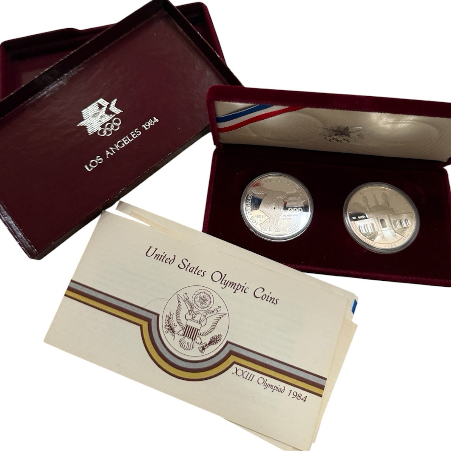 1983 S 1984 S Proof Olympic Silver Dollar 2 Coin US Mint Commemorative Set