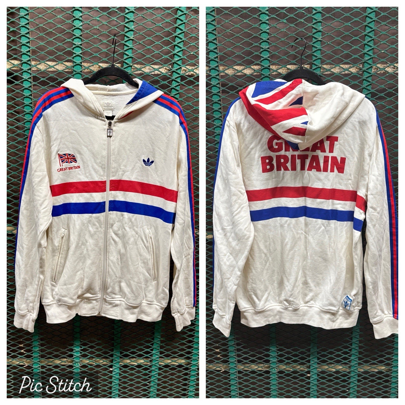 Rare Vintage Adidas Hoodie Track Jacket Great Britain Olympic Games XL Spell Out Rare Vintage Adidas Hoodie Track Jacket Great Britain Olympic Games XL Spell Out