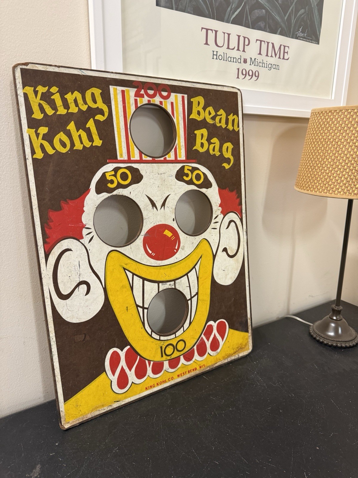 VINTAGE KING KOHL CARNIVAL CLOWN BALL/BAG TOSS FOLK ART GAME Halloween Fun