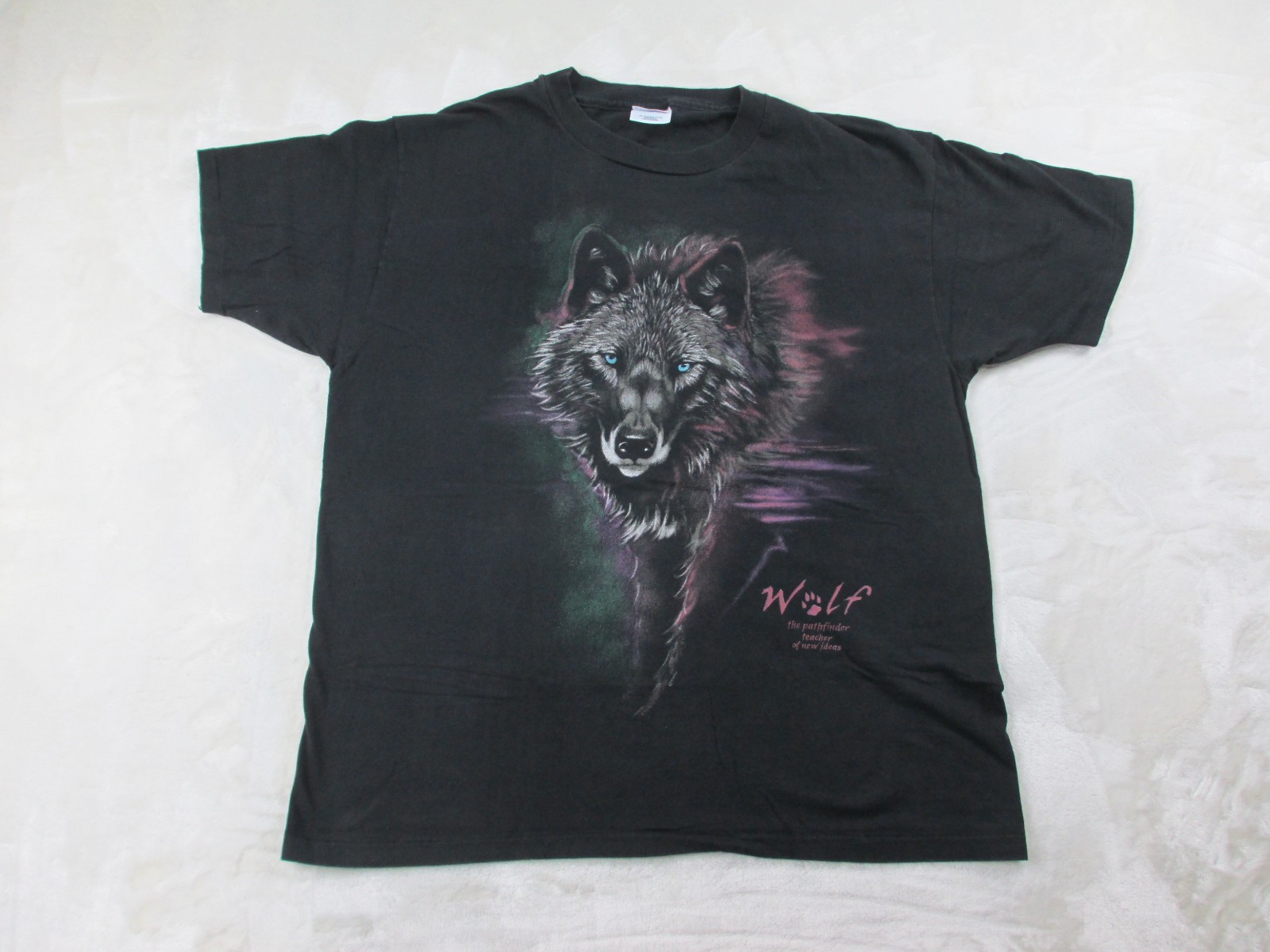 VINTAGE Hanes Shirt Mens Extra Large Black Wolf USA Cotton 90s*
