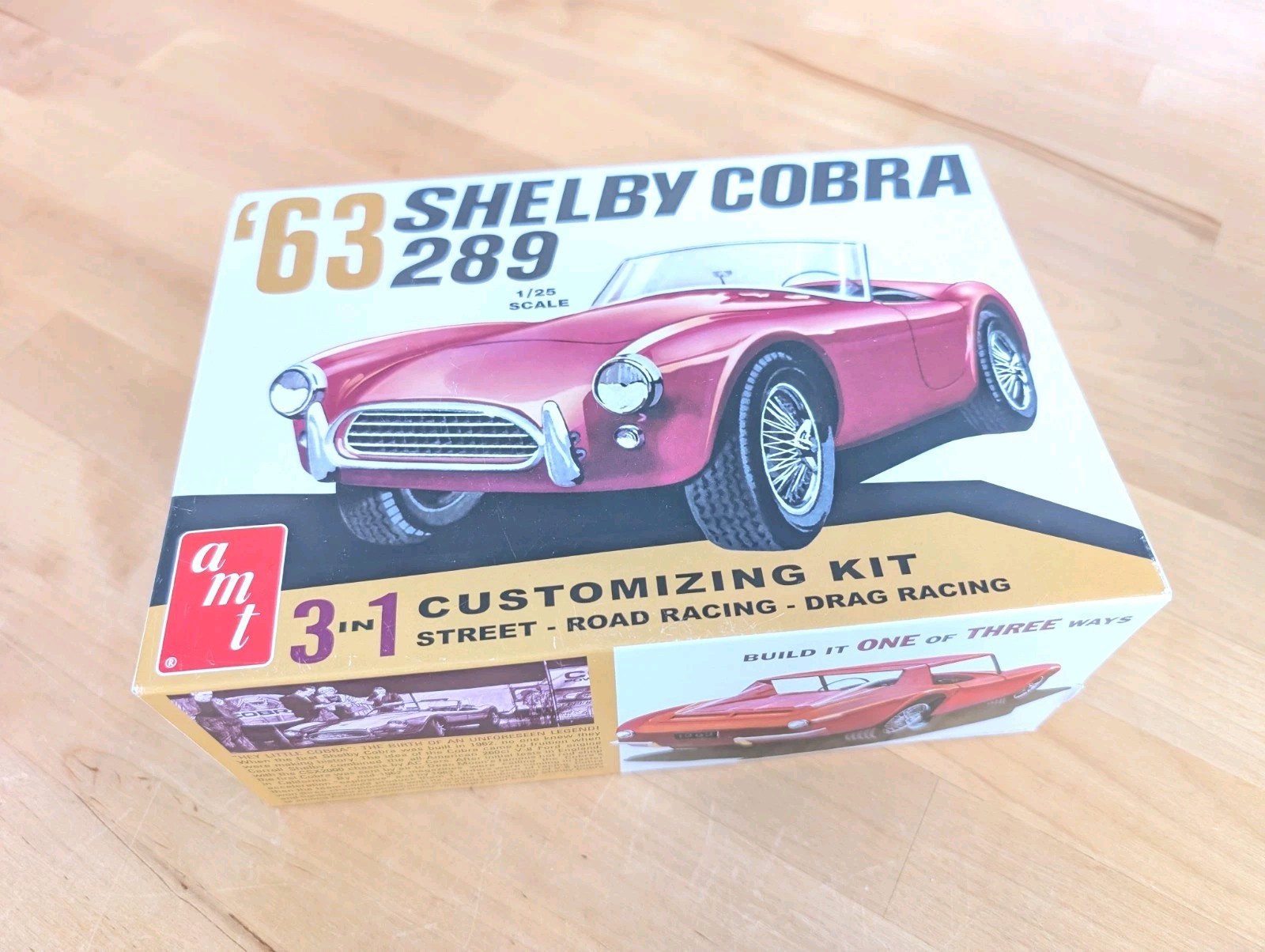1963 SHELBY COBRA 289 3N1 MODEL KIT AMT ROUND 2 1/25 SCALE NEW IN OPEN BOX LOOK