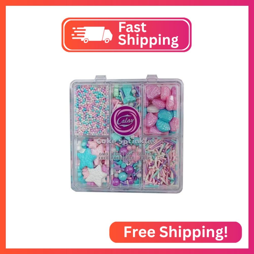 Sentovac Mermaid Sprinkles Nonpareils Jimmies Starfish Shell Mix Edible Sprinkle
