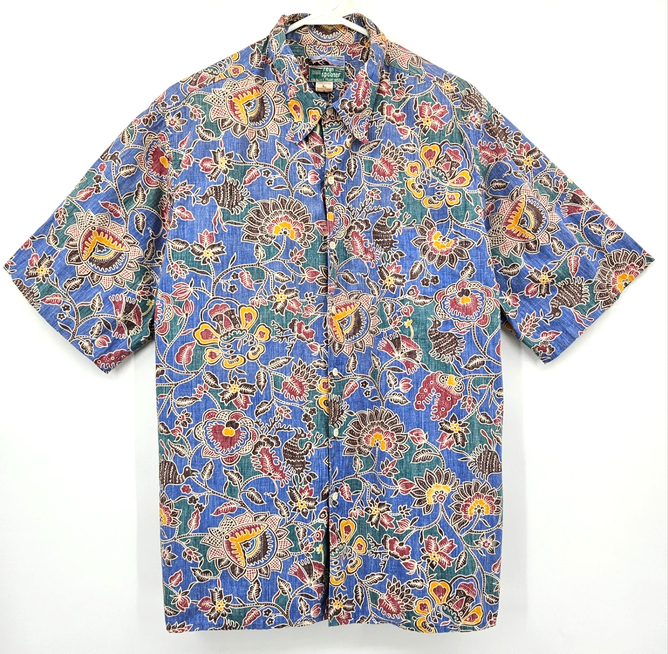 Vintage Reyn Spooner Aloha Hawaiian Birds Floral Reverse Print Shirt Men\'s Large