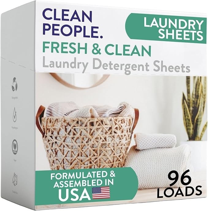 The Clean People Laundry Detergent Sheets - Laundry Soap - 96 Loads -Fresh Scent The Clean People Laundry Detergent Sheets - Laundry Soap - 96 Loads -Fresh Scent