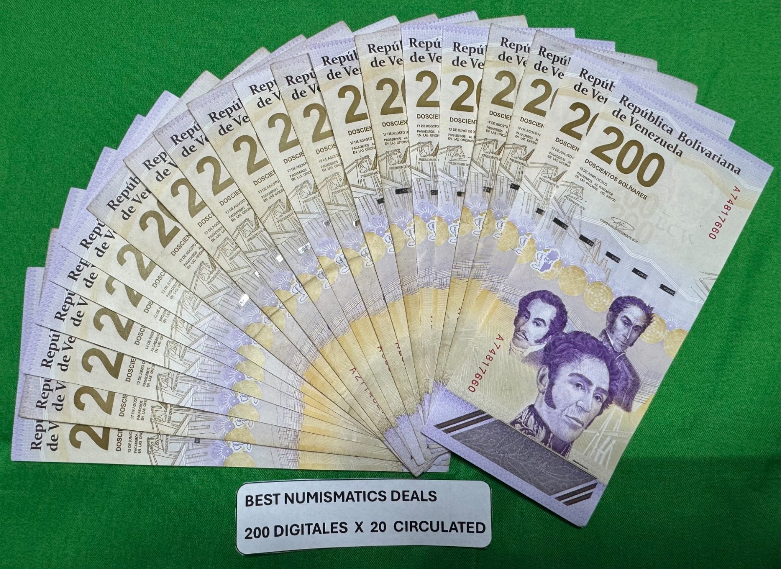 Venezuela 200 Digitales qty 20 2023 CIRC 200 million Bolivar USED USA