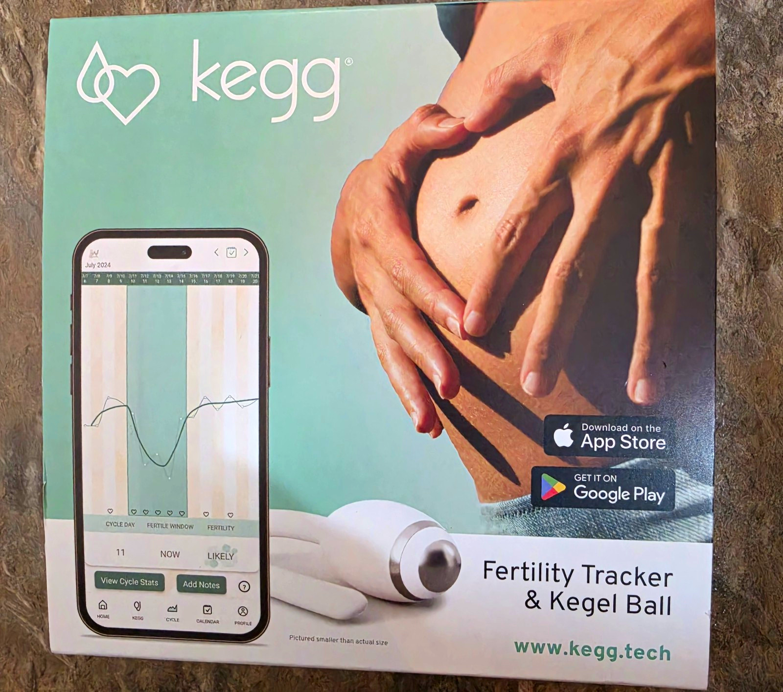 kegg K1 Fertility Tracker Kegel Ball White Digital, Smartphone, Cradle Cable