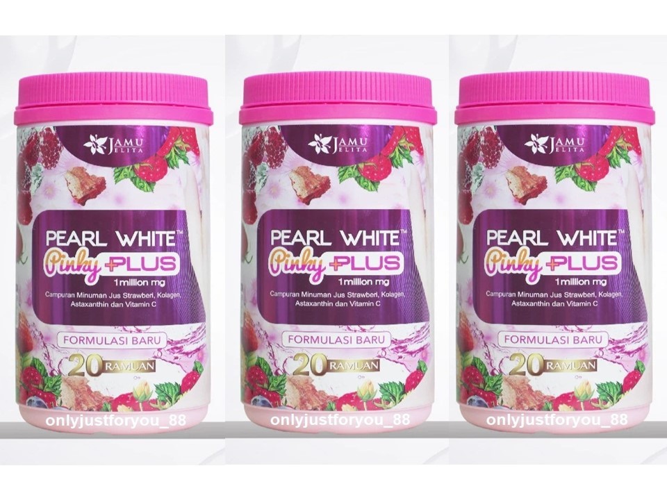 Pearl White Pinky Plus Jamu Jelita Drink Woman Collagen Whitening 1000g X 3 Jar