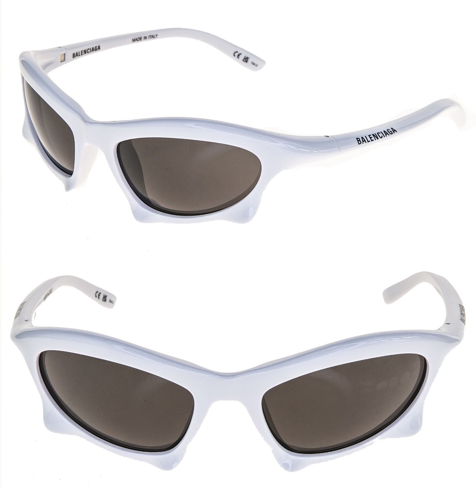 BALENCIAGA BAT 0229 White 004 Fashion Demna Angular Wrap Sunglasses BB0229S