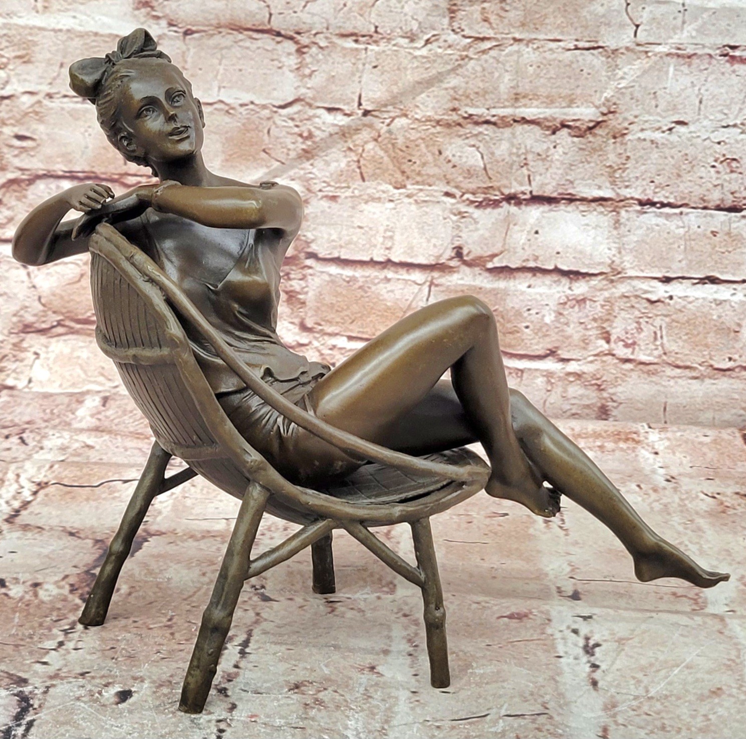 Handmade Bronze Girl Sculpture Contemporary Female Figurine Collectible Artwork